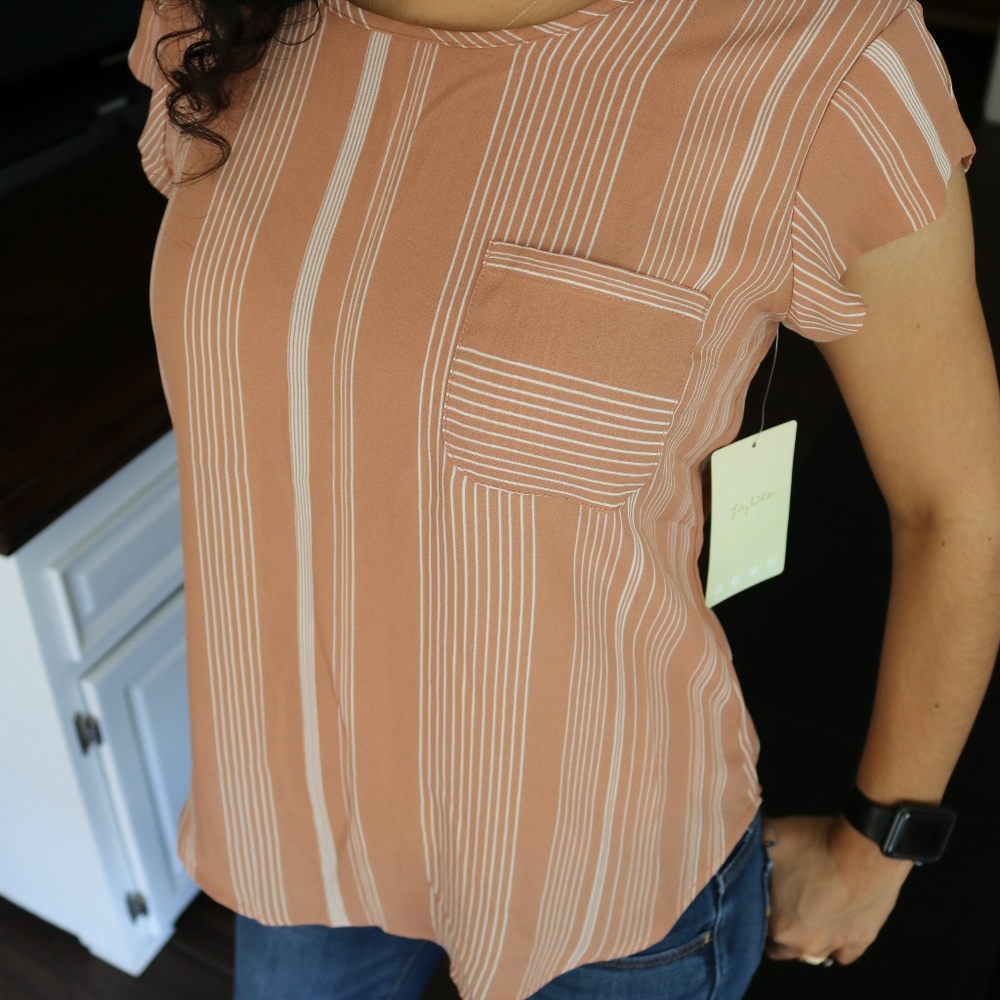 Lily White Blouse (Pink with white stripes)